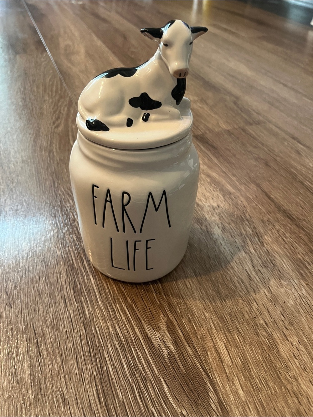 Rae Dunn Farm Life Ceramic Jar with Cow Lid
